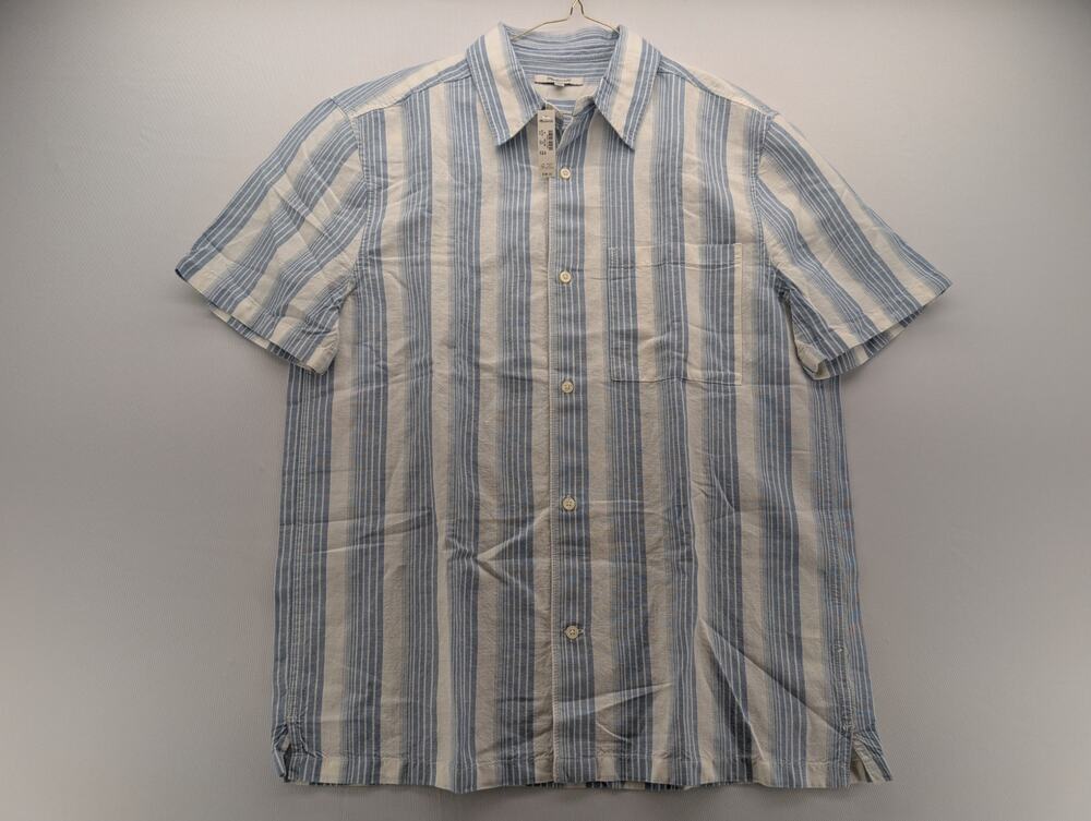 NWT Madewell Men's Button-Up Short-Sleeve Shirt in Cotton-Linen Blend sz Medium